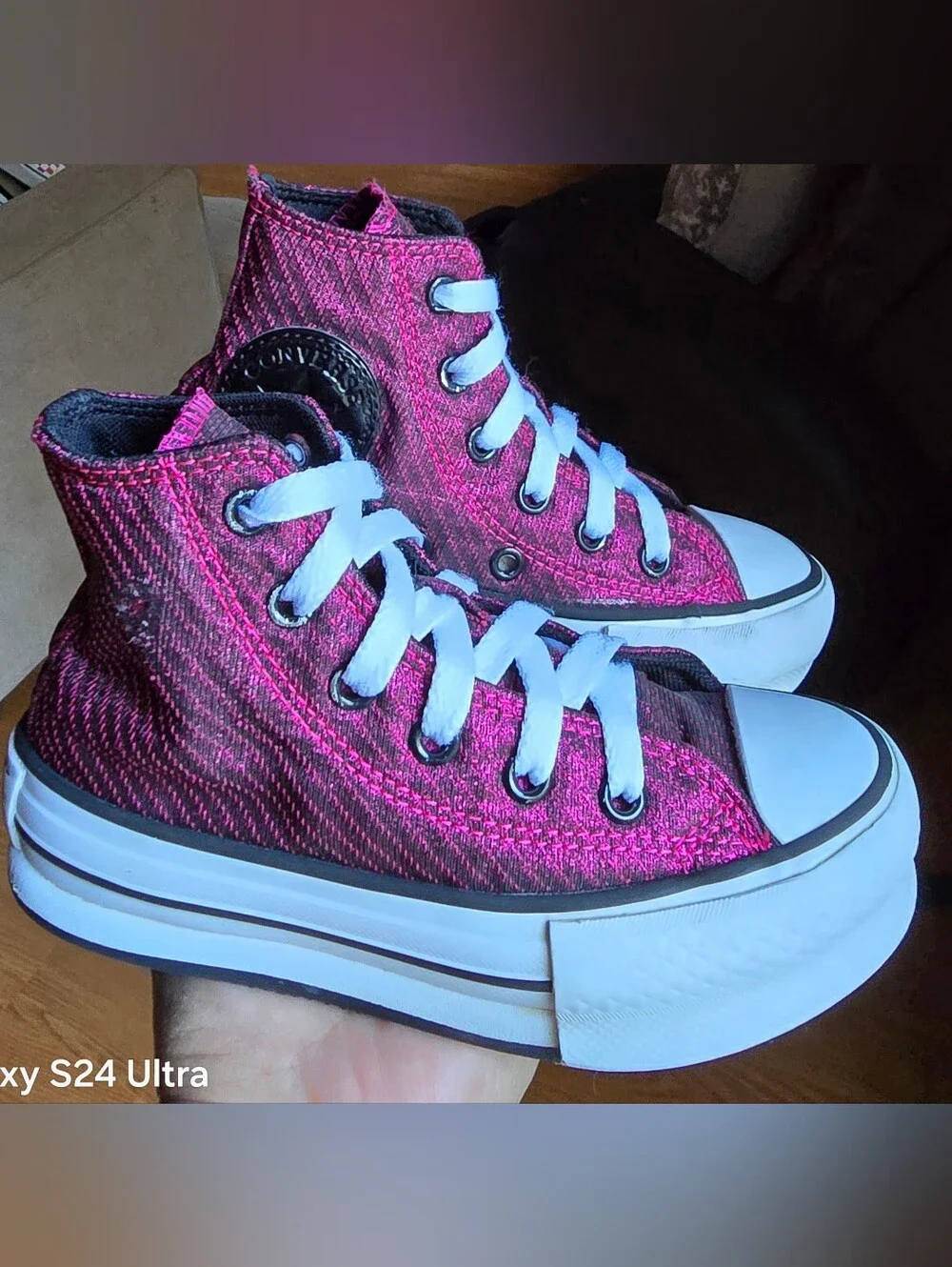 Sz 11 Toddler Girl's CONVERSE CTAS EVA LIFT SPARKLE Platform Burgundy Casual Sho